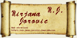 Mirjana Jorović vizit kartica